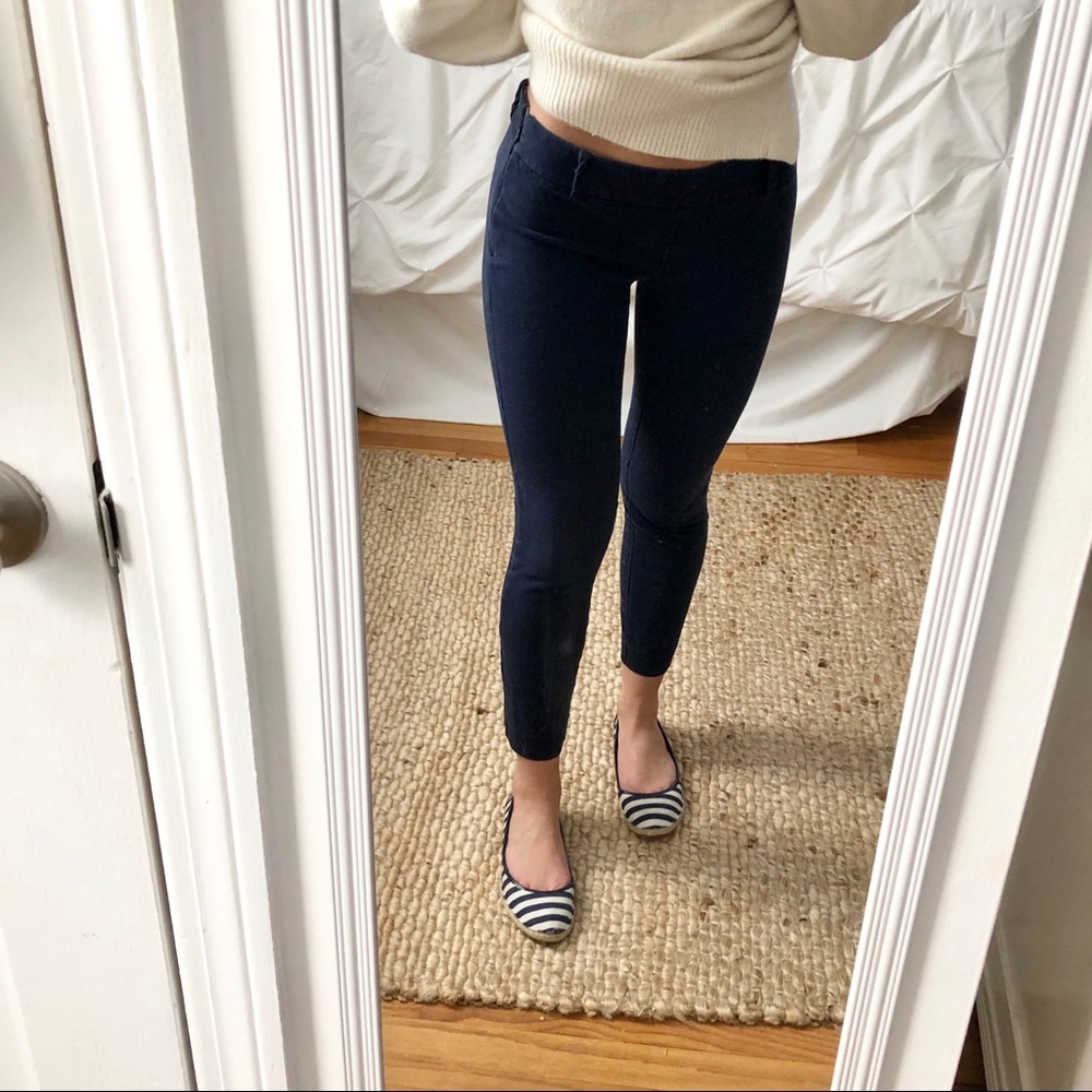 J. Crew Navy Skinny Trouser Crop Side Zipper